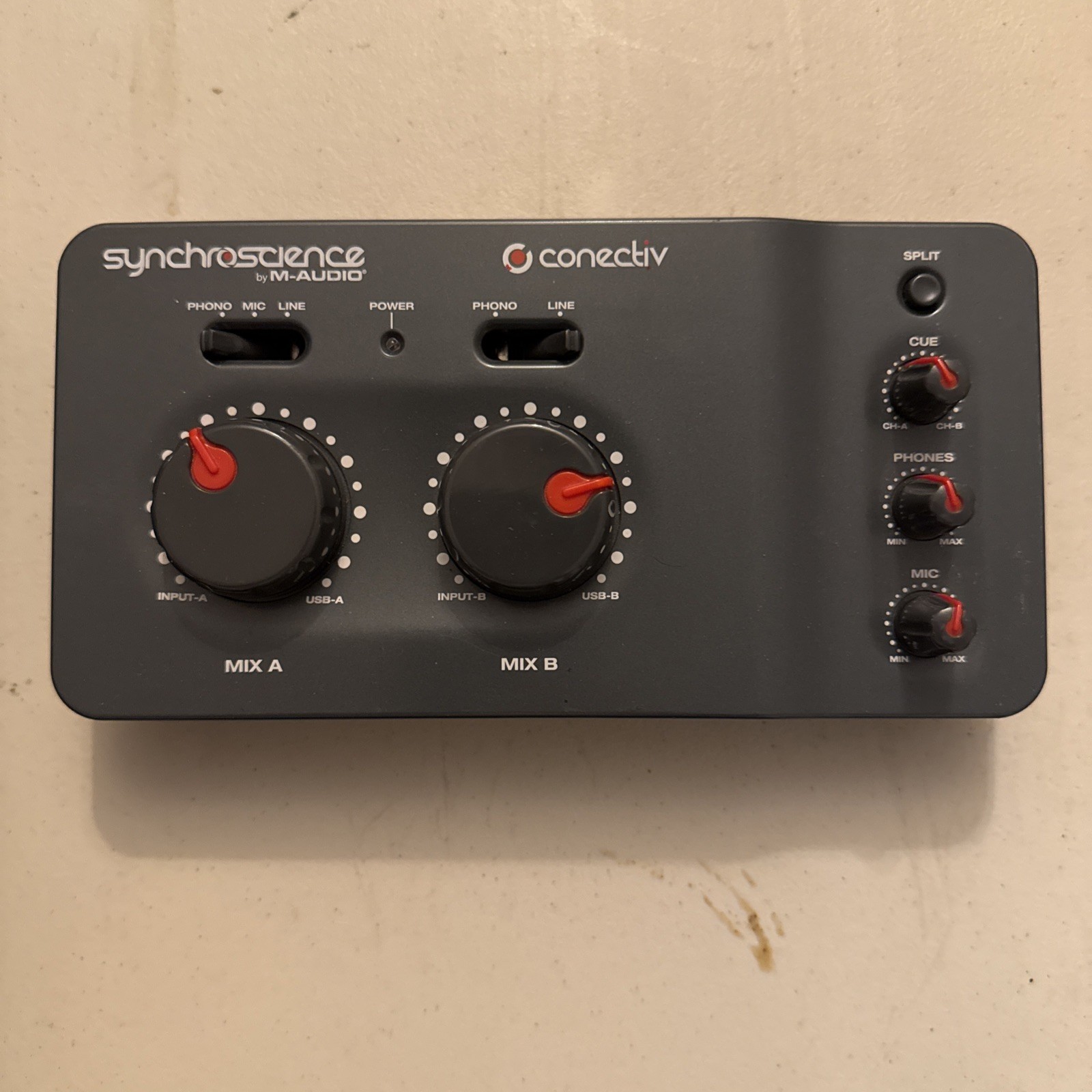 Synchroscience By M-Audio Connectiv Audio DJ Mixer. FOR PARTS OR NOT WORKING