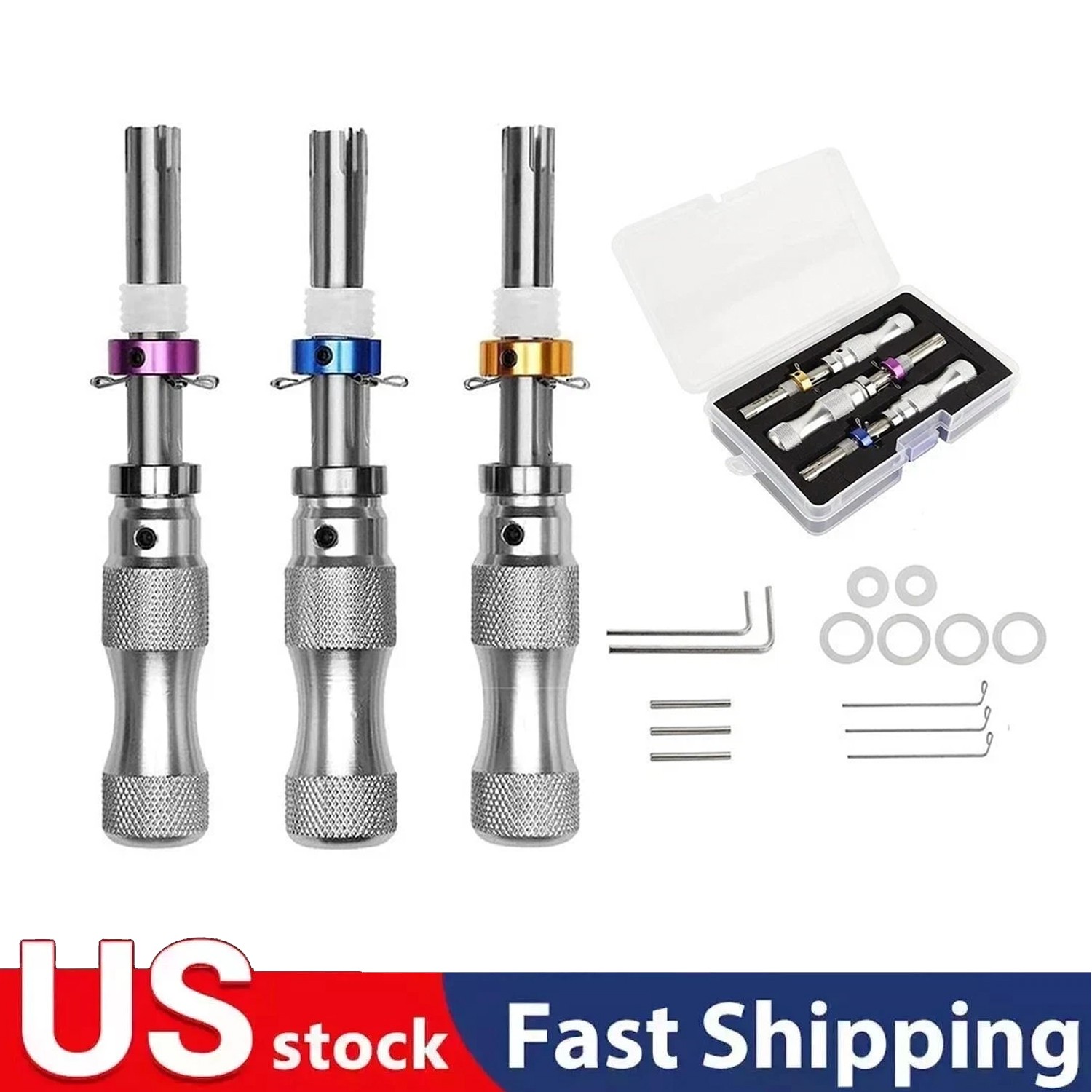 3Pcs 7 Pin Advanced Tubular Lock Tool Set For Padlock Hook Tool Seal Pick Puller