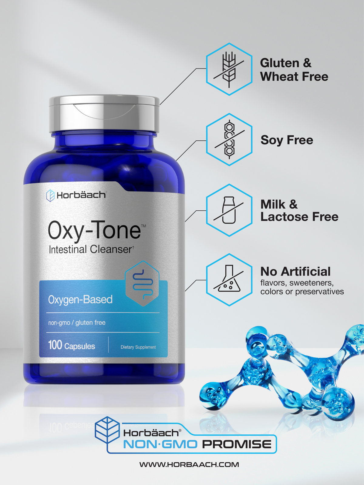Oxygen Colon Cleanser | 100 Capsules | Intestinal Cleanser | by Horbaach