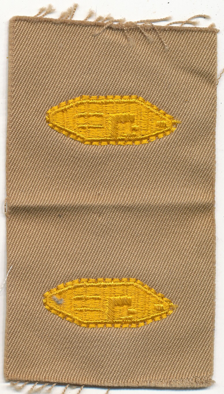 Armor Branch officer rhomboid tank pair patch on khaki real WWII make US Army