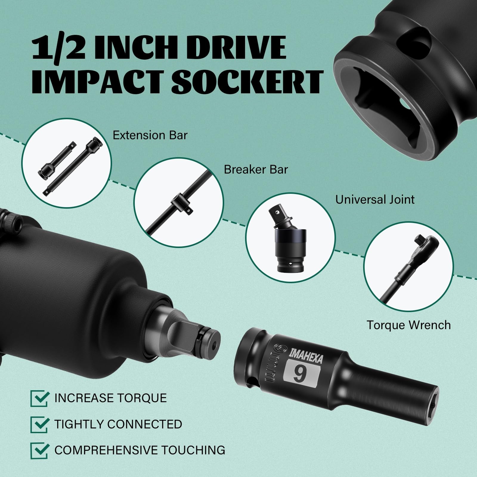 imahexa 9mm 1/2'' Deep Impact Socket