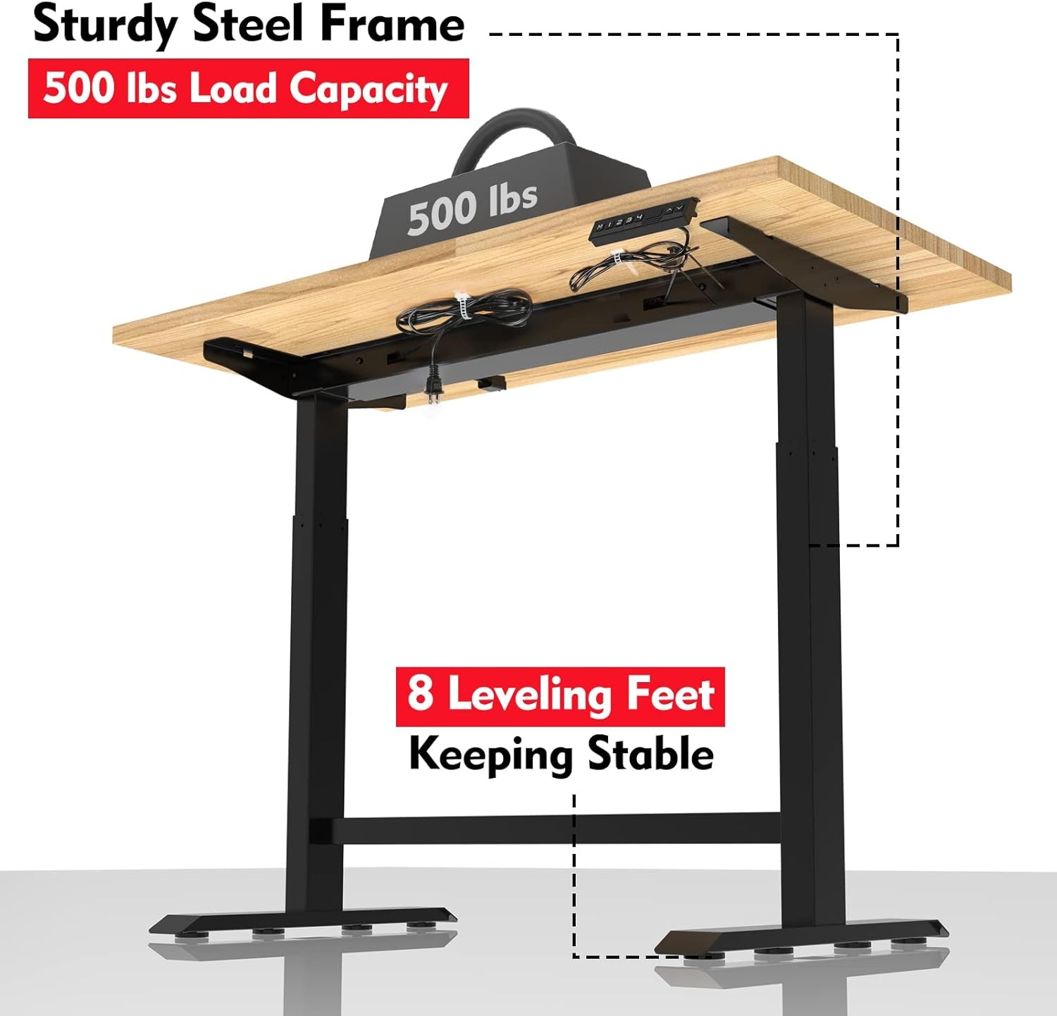 WORKPRO Dual Motor 48" Electric Height Adjustable Workbench 500LBS Load Capacity