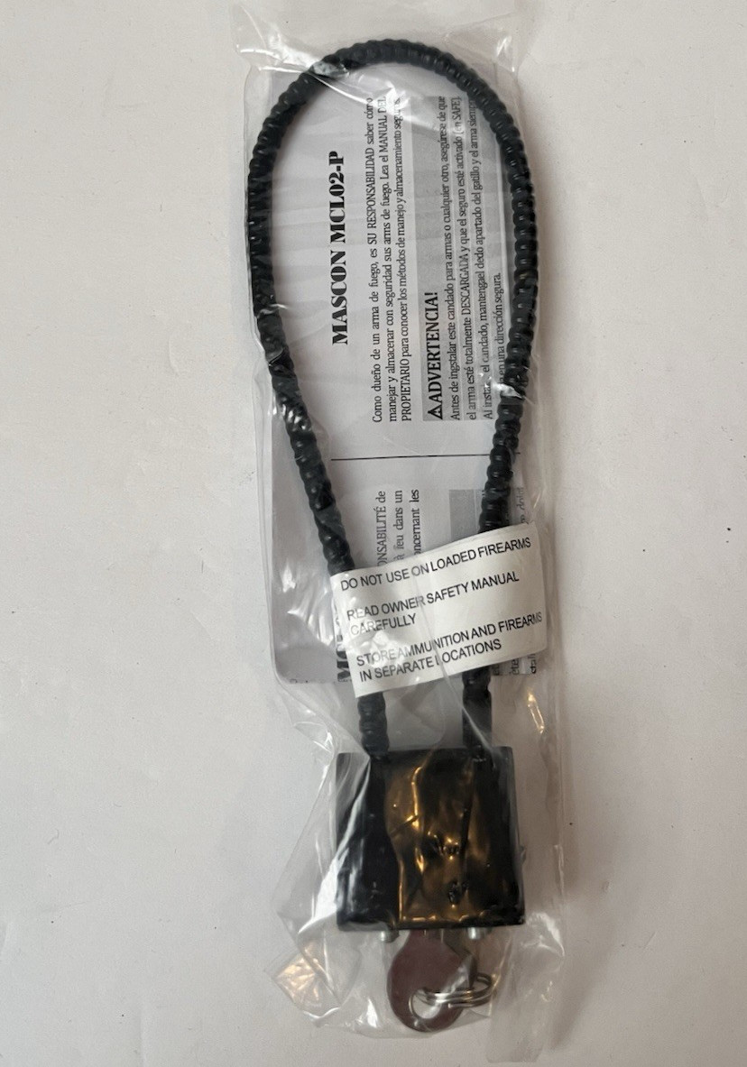 Mascon 30MM Black MCL02-P Cable Gun Lock comes W/ 2 Keys and Instructions 'NEW'