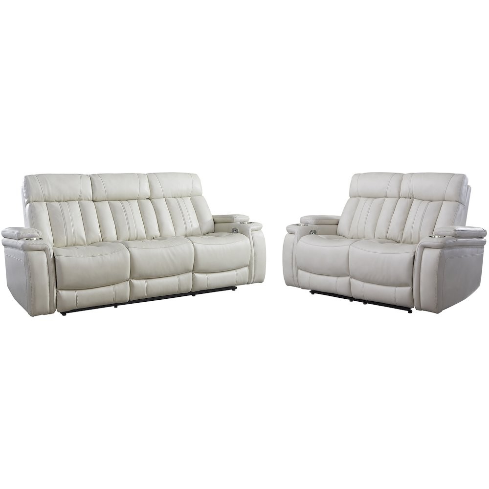 Royce - Fantom Ivory Power Reclining Sofa and Loveseat