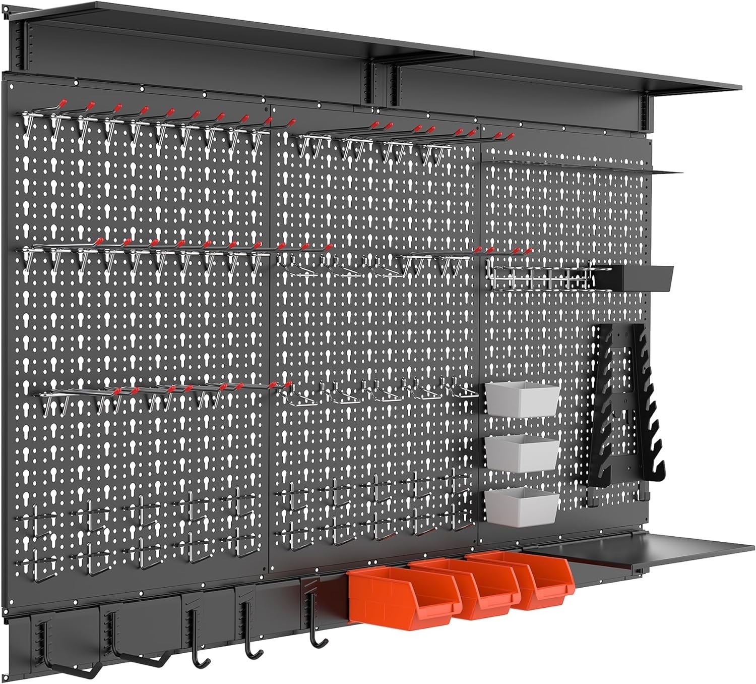Customizable 113 PCS Pegboard Wall System - Organize Your Garage Effortlessly