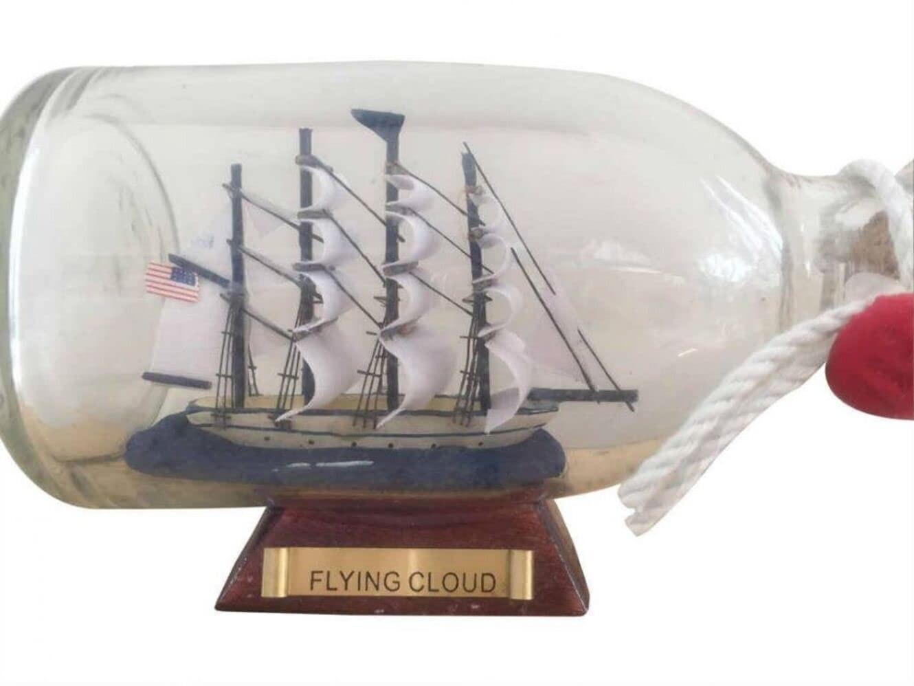 Hampton Nautical Flying Cloud Ship in a Glass Bottle, 5" , Brown