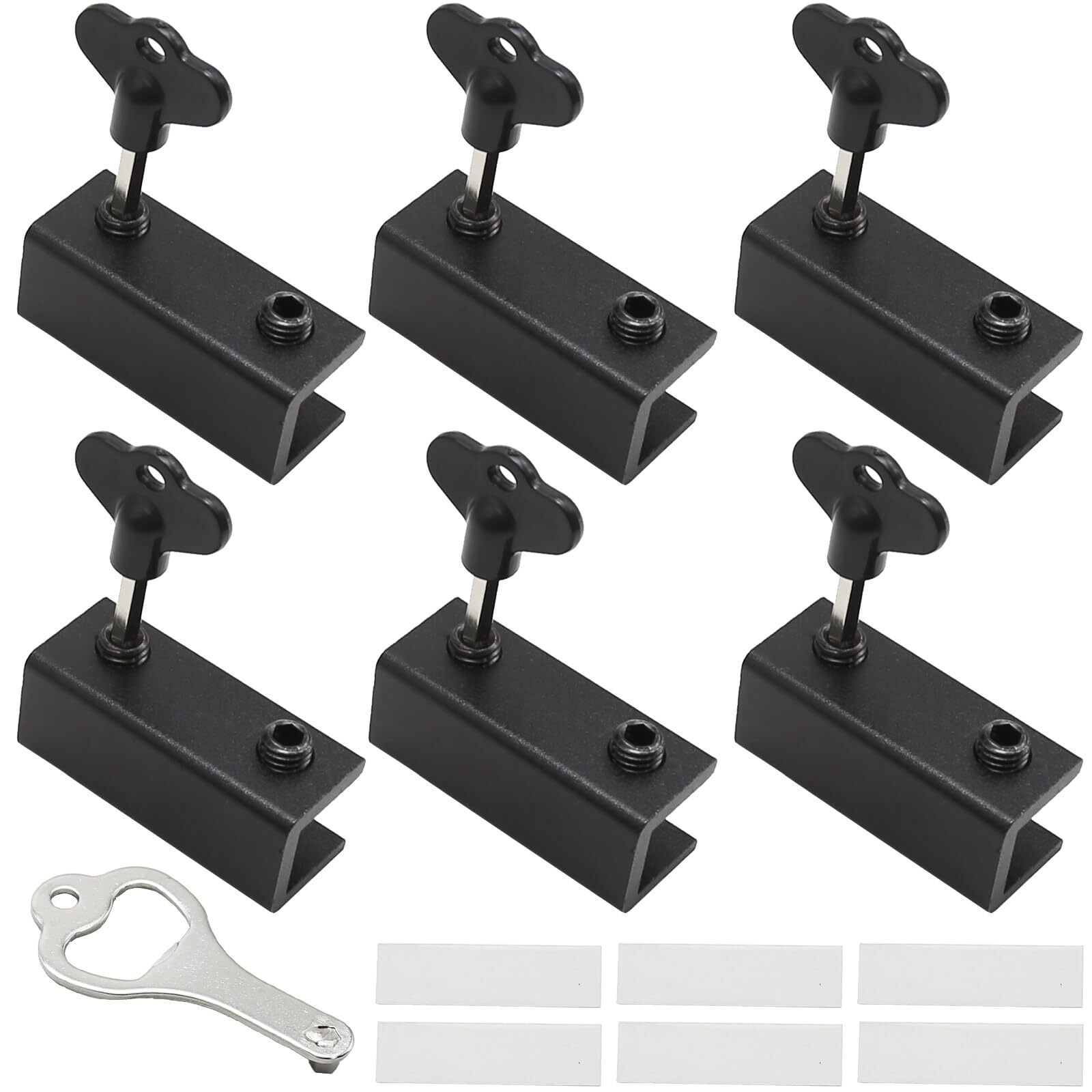 6 Pcs Window Locks Window Stoppers Sliding Window Locks with Key Vertical & H...