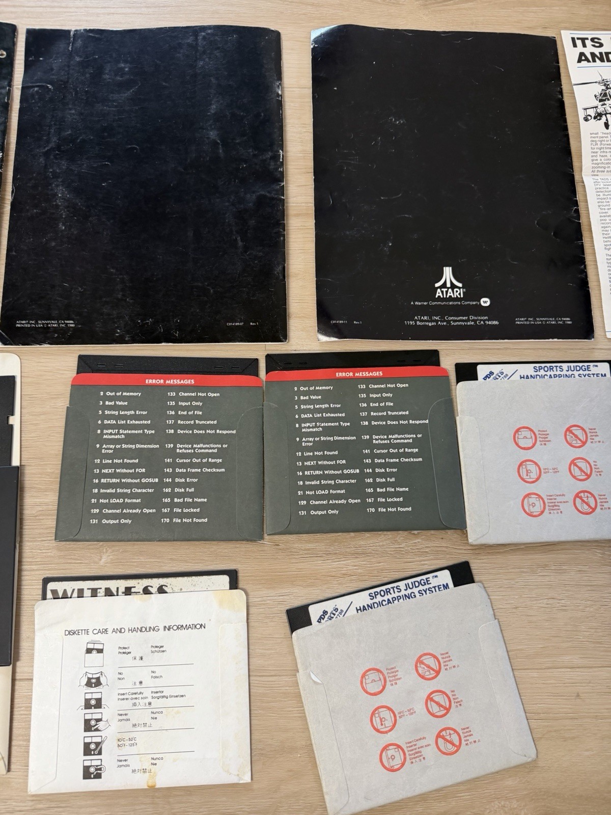 Vintage Atari 400 800 8-Bit Software Disk Manual Lot Mindshadow Witness Untested