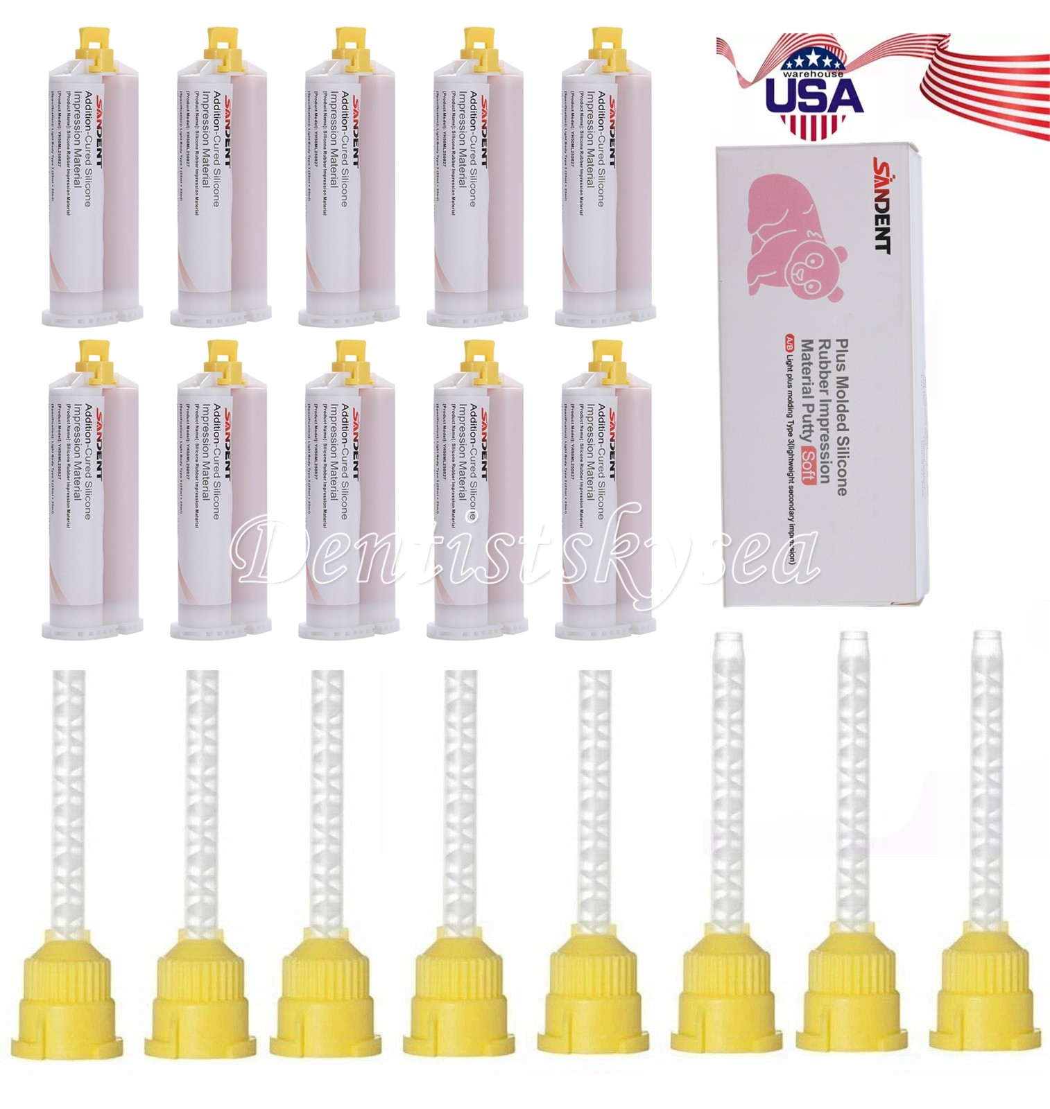 Dental Silicone Elastomeric Impression Material Light Body Fast Set 5 Tips PR