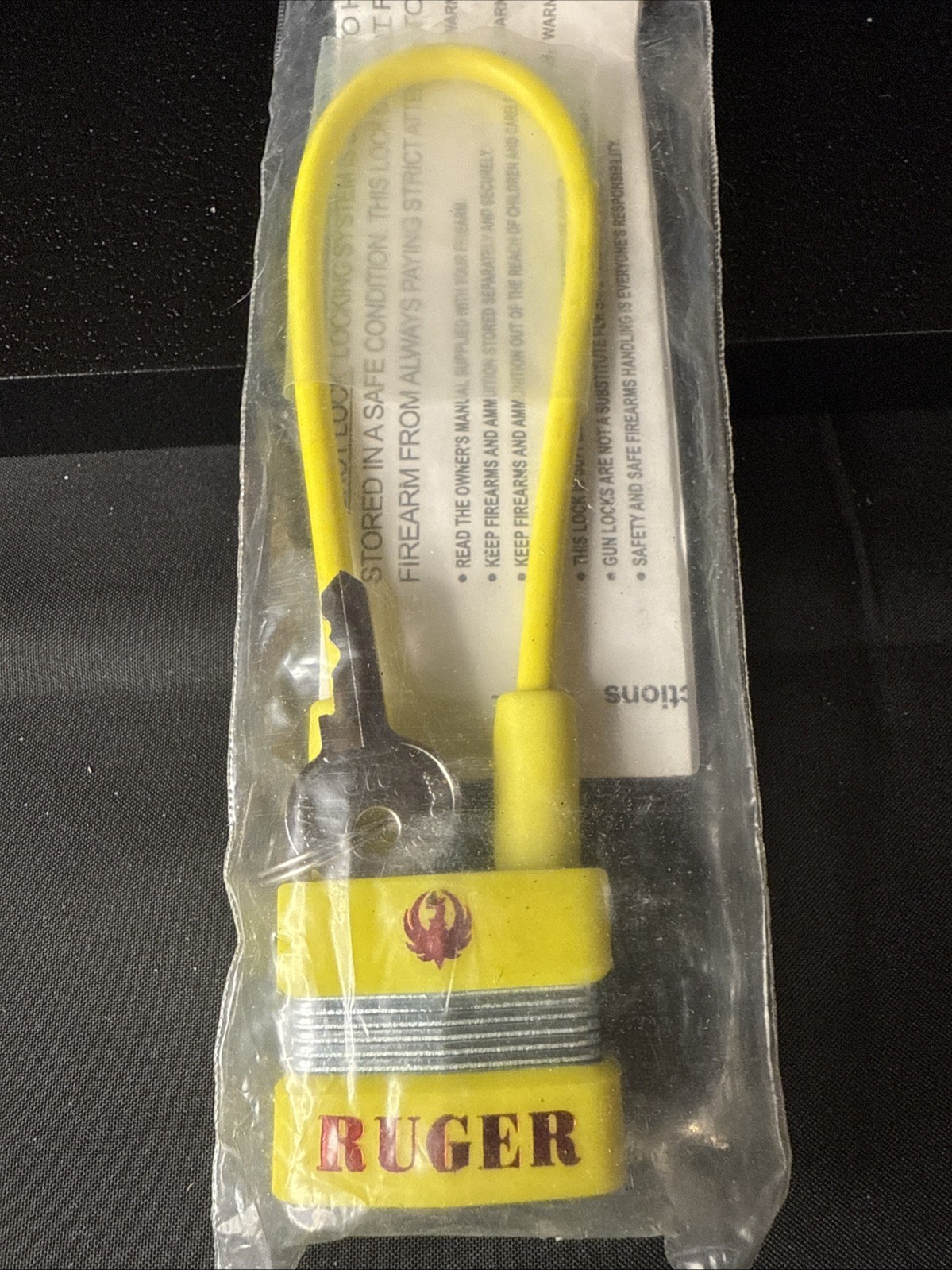 Ruger Cable Safety Lock, Yellow New in Package with keys