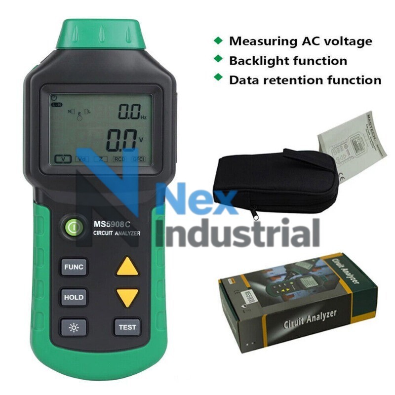 1PC NEW MS5908 LCD Circuit Analyzer True RMS AC Voltage RCD GFCI Socket Tester