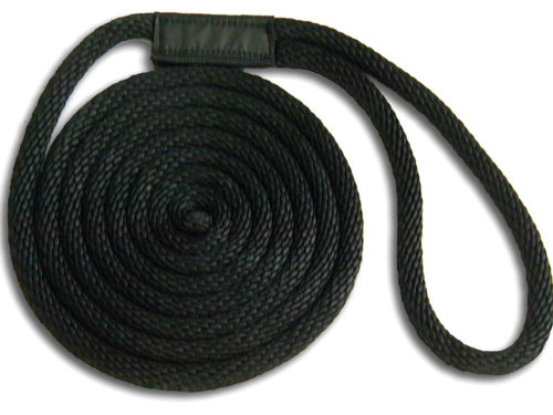 3/8" x 25' Solid Braid Nylon Dock Lines - Black - Made in USA