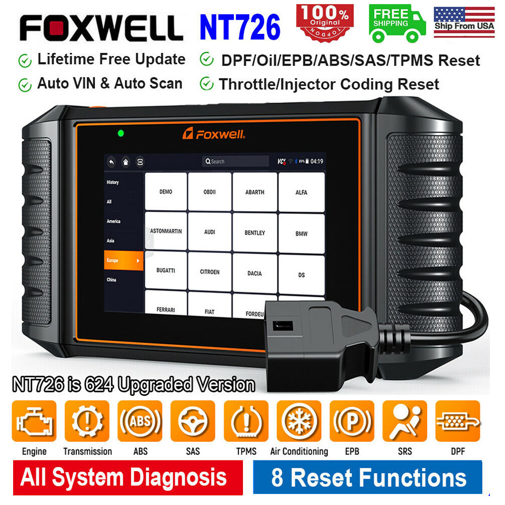 FOXWELL NT726 Car OBD2 Full System Diagnostic ABS TPMS EPB Oil DPF Reset Scanner