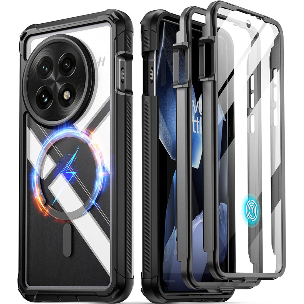 For OnePlus 13 5G Case Poetic Built-in Screen With Magsafe Clear Cover Black