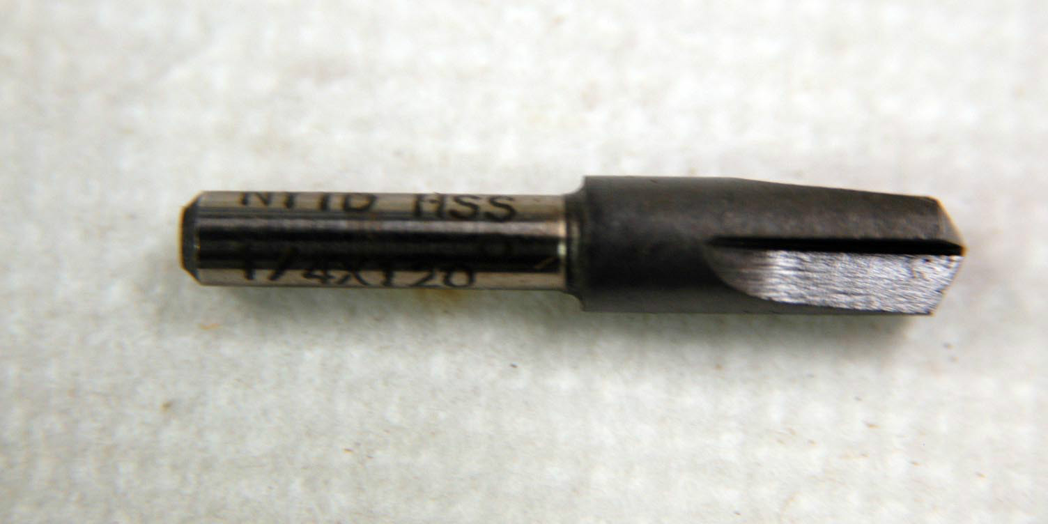1/4" X 120? 3 FLUTE HSS COUNTERSINK W/ 3/16" SHANK (A-2-1-6-4)