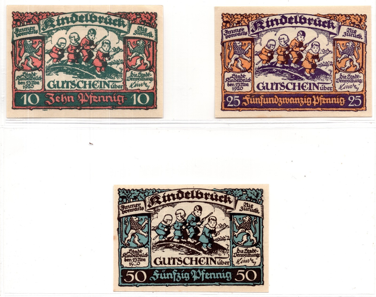 1920 Germany Kindelbruck Notgeld 3 Note Set (504)