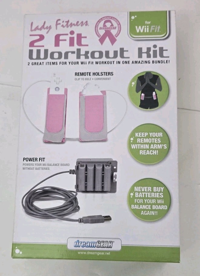 Lady Fitness 2 Fit Workout Kit For Wii Fit Remote Holsters Power Fit NEW