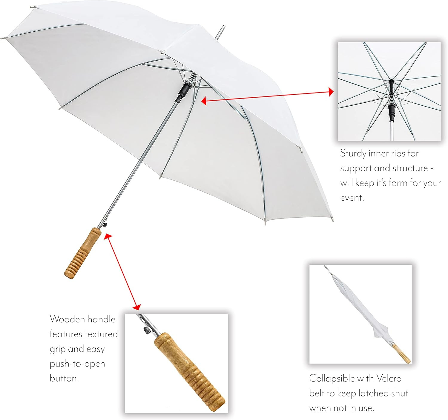 Wedding Umbrella - 48" Umbrella - Manual Open - 7 Pack (White)