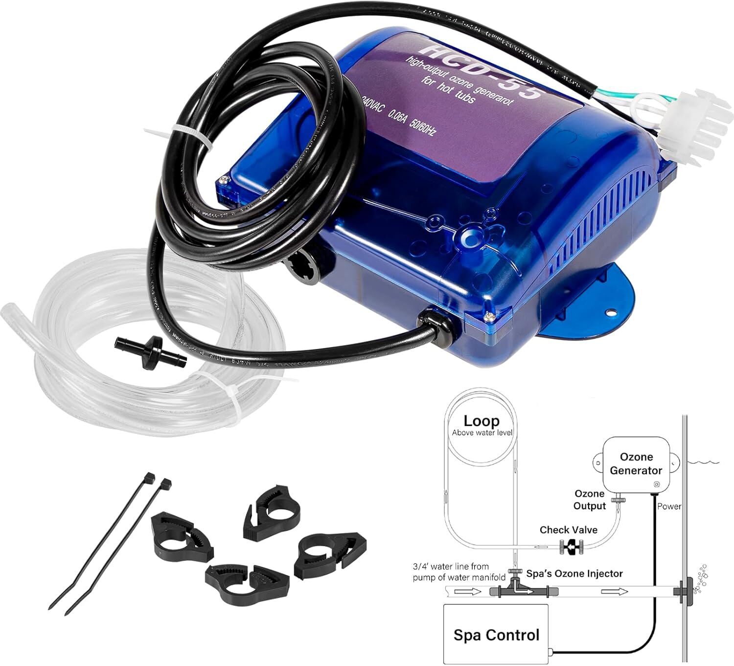 HCD-55 Spa Ozonator Kit 120V / 240V for Clarathon for Hot Tubs and Swim Spas