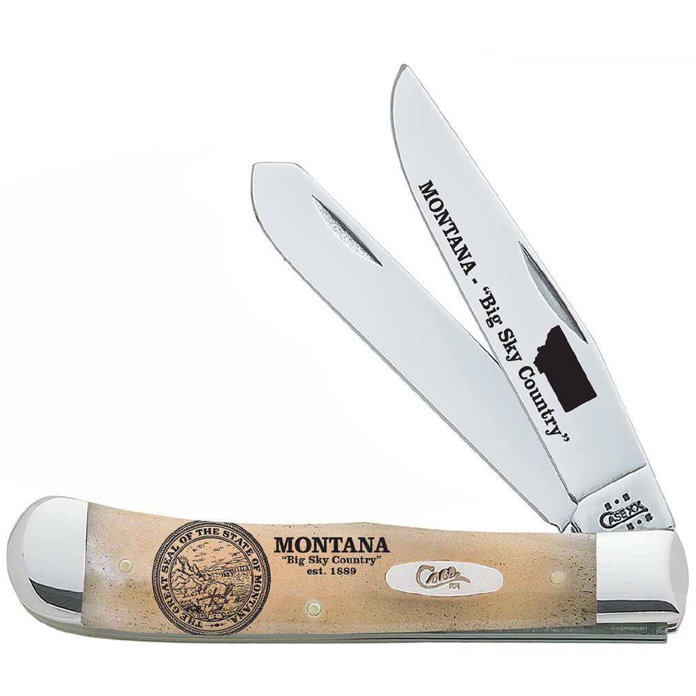 CASE XX KNIVES MONTANA NATURAL BONE TRAPPER 6254 SS (91445MT) POCKET KNIFE