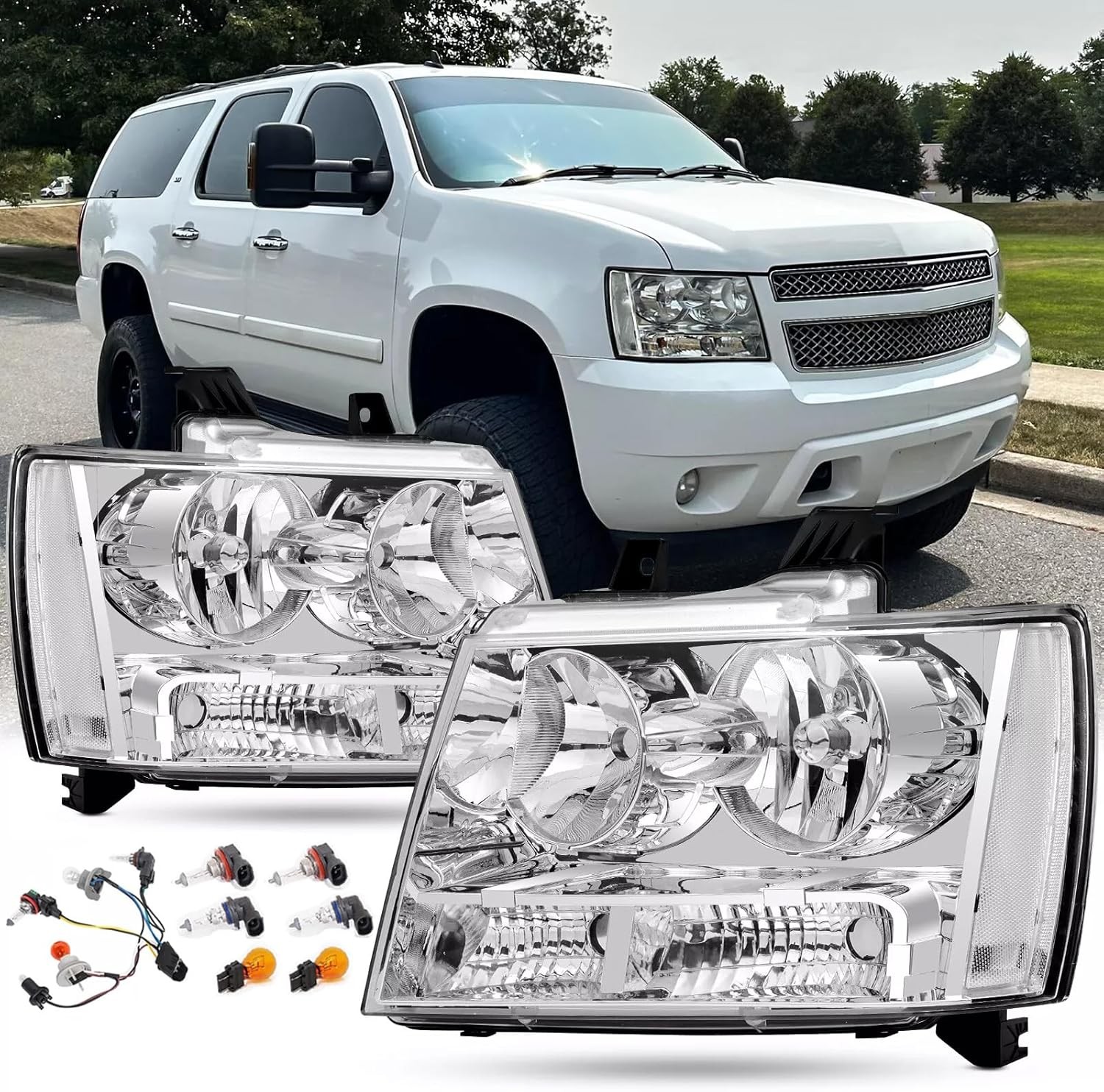 Chevy Tahoe Headlights Chrome Pair