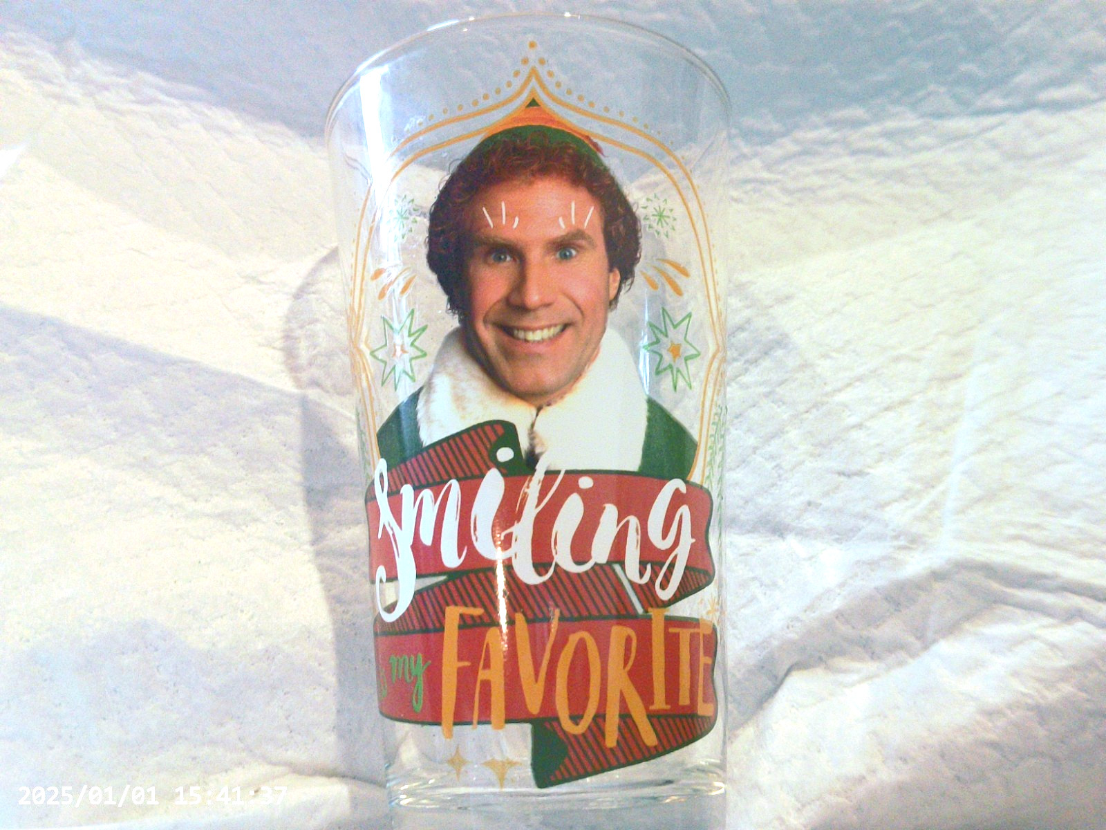 A Fun "Smiling Is My Favorite" Elf Glass ( please read )