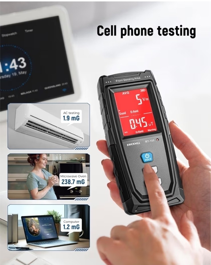 ERICKHILL EMF Meter, Rechargeable Digital Electromagnetic Field Radiation...