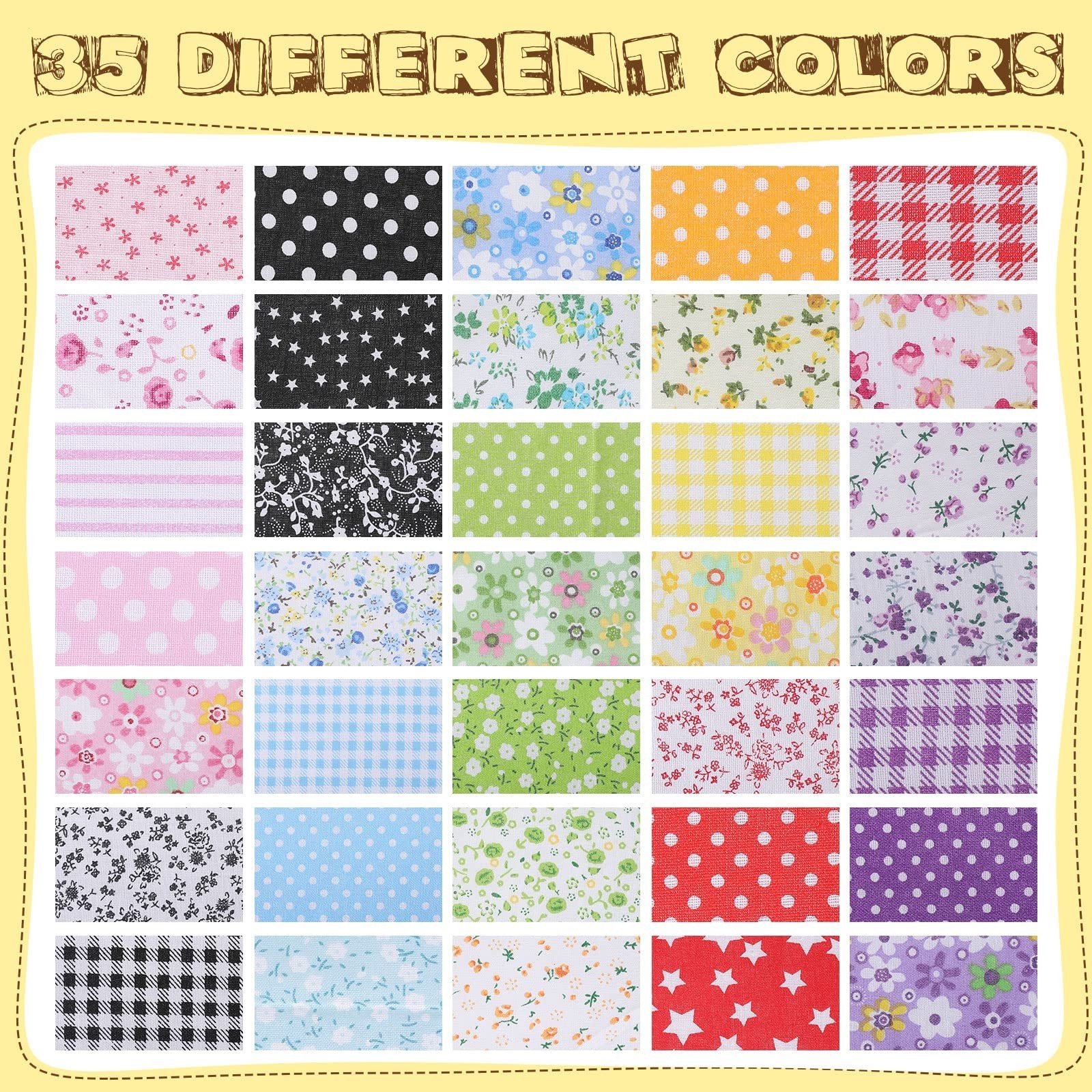Macarrie 35 Pcs 100% Cotton Fabric Quilting Patchwork Fabric Fat Quarter for ...
