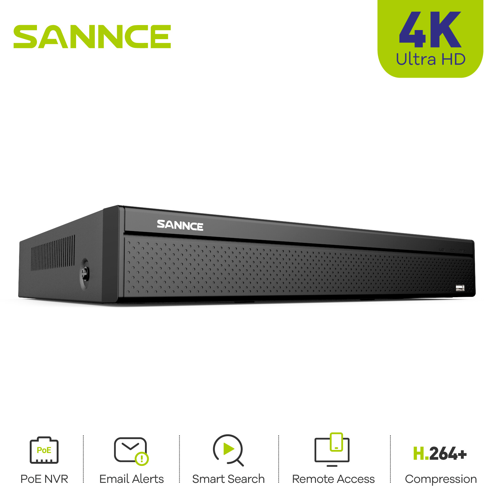 SANNCE 4K POE IP Security 16CH 8MP NVR Video Recorder For Security Camera System