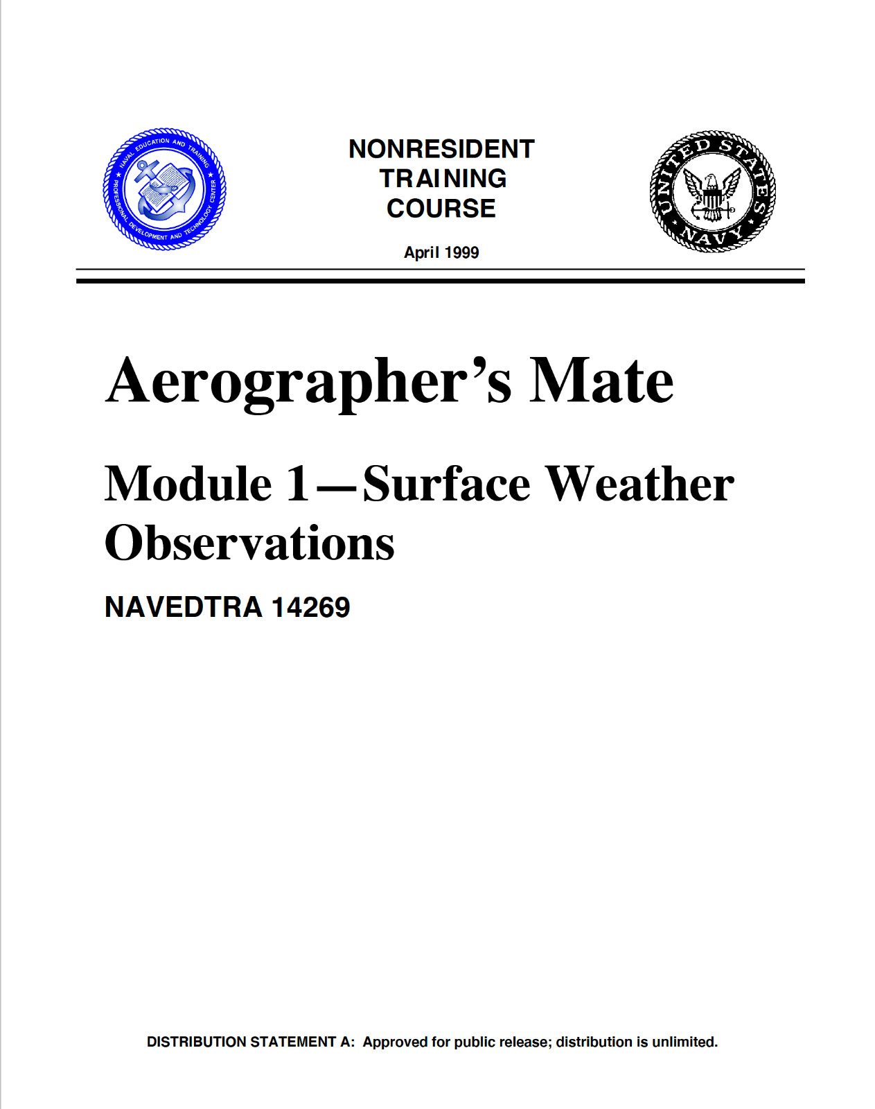 688 page 1999 Navy Aerographer’s Mate Modules 1-4 NAVEDTRA Manuals on Data CD