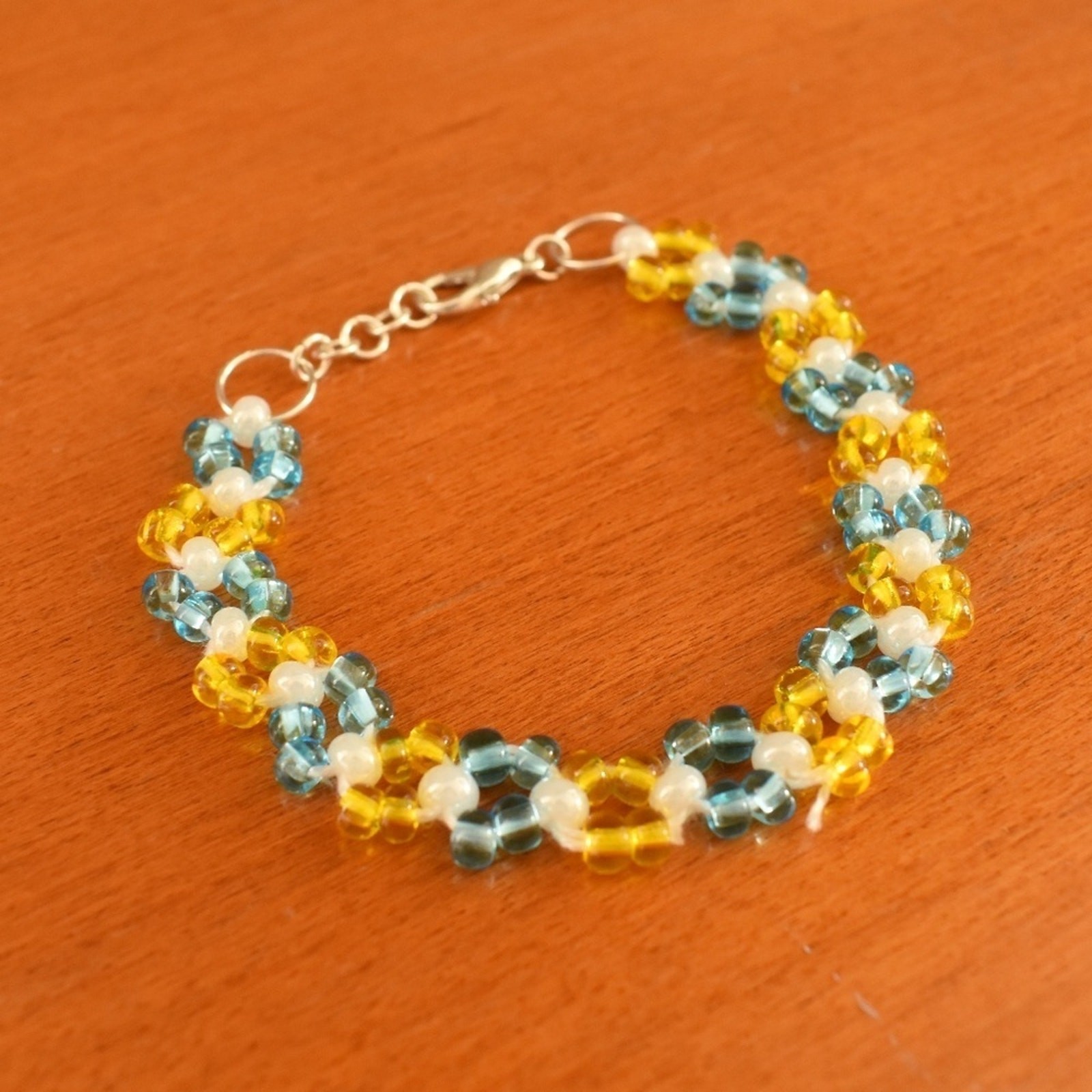 Golden Azure Beaded Bracelet