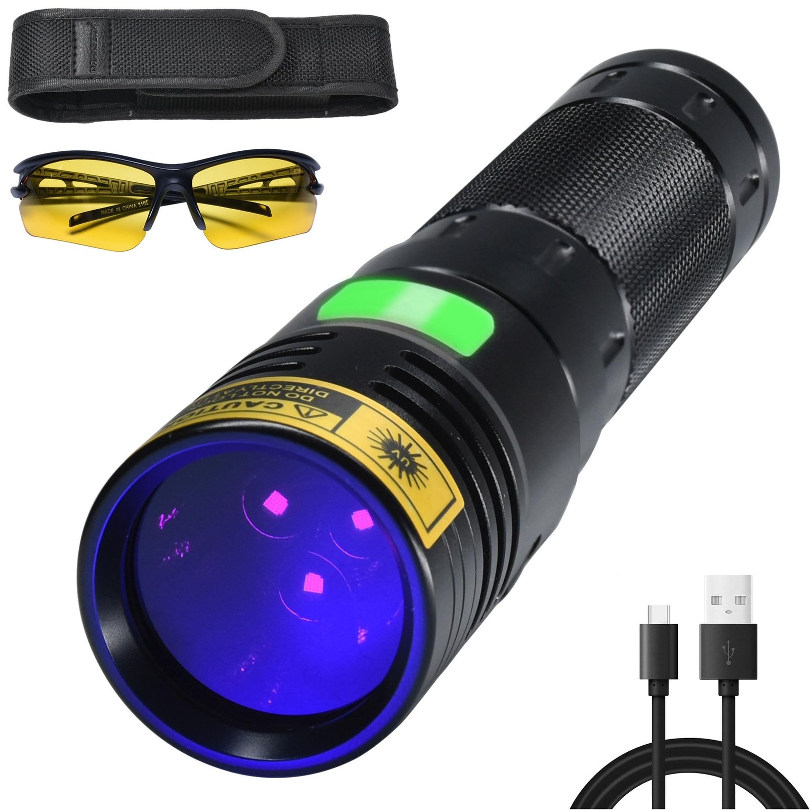 DARKBEAM Flashlight UV 365nm Black Light, 20W High Power 3-LED Rechargeable |...