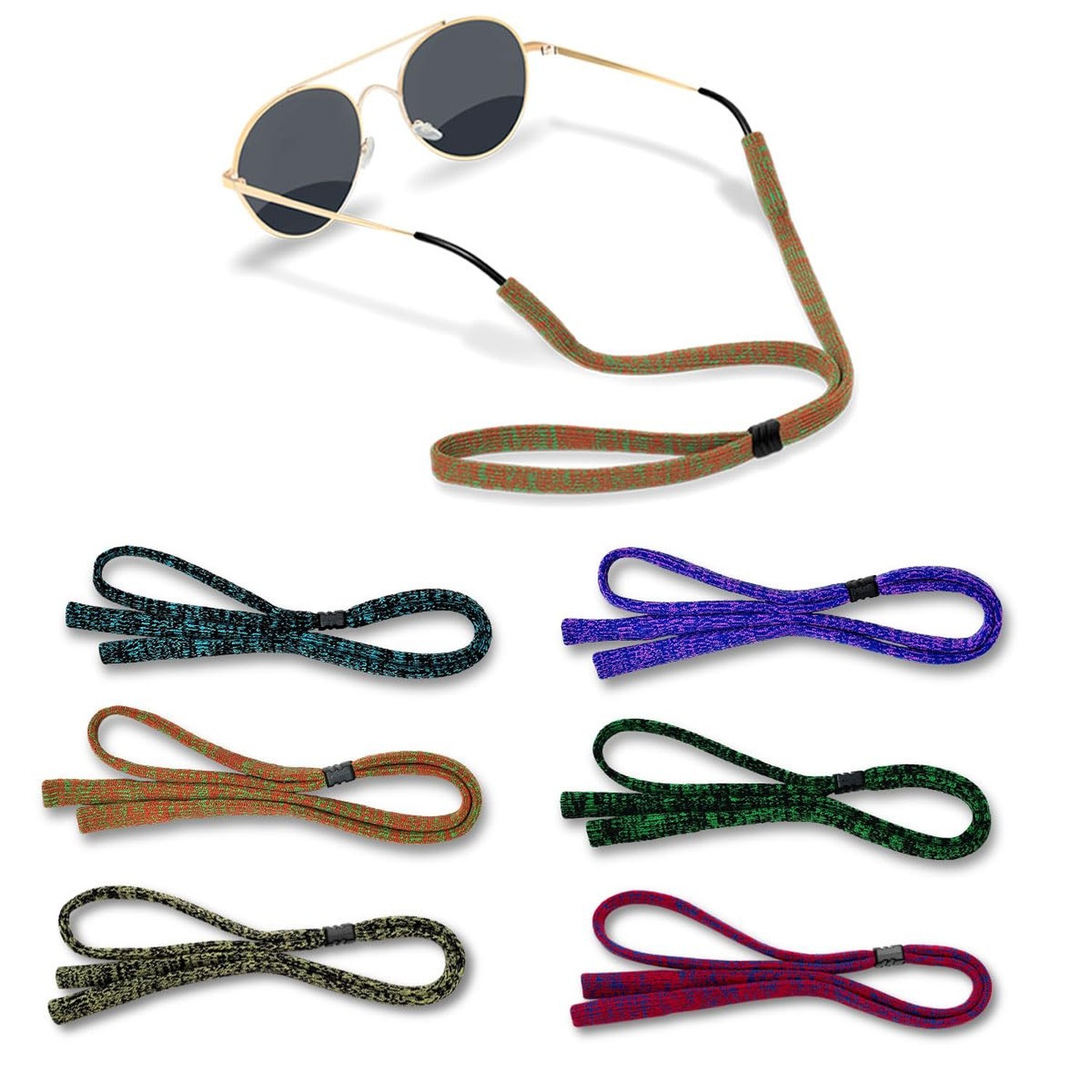 Glasses Strap (Pack of 6) Glasses Holder, Soft Elastic Nylon Sunglass Strap f...