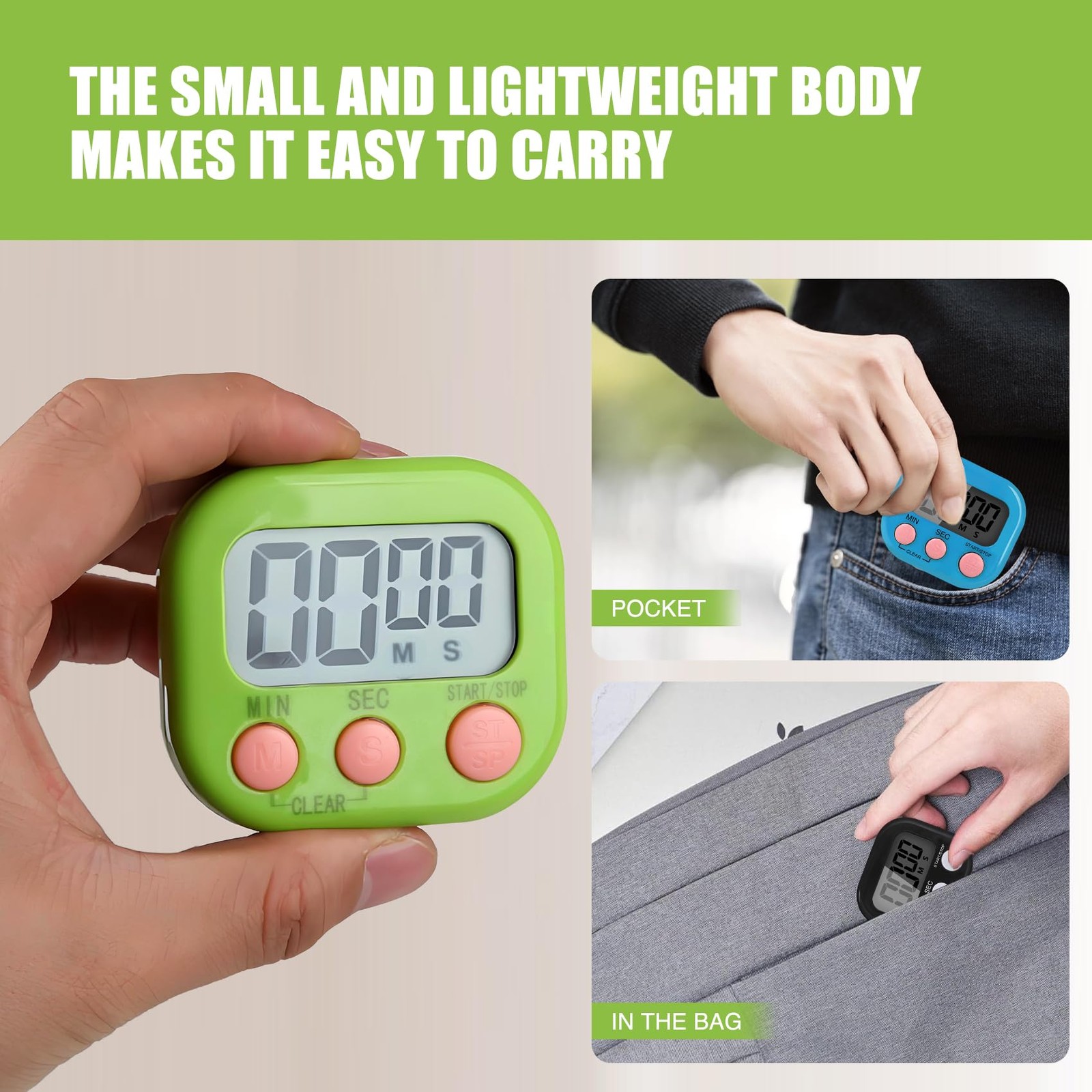 6 Pack Multi-Function Electronic Timer, Colorful Kitchen Timers Digital Magne...