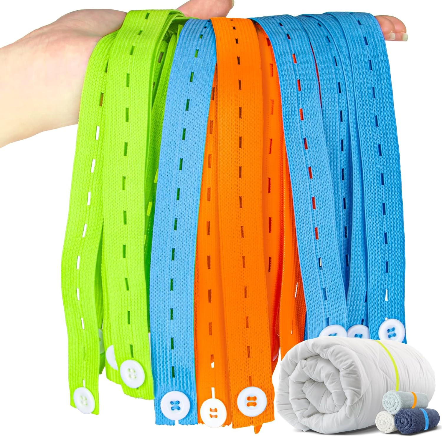 30PCS Sheet Bands for Organizing - Adjustable Bed Sheet Organizer | Elastic Hold