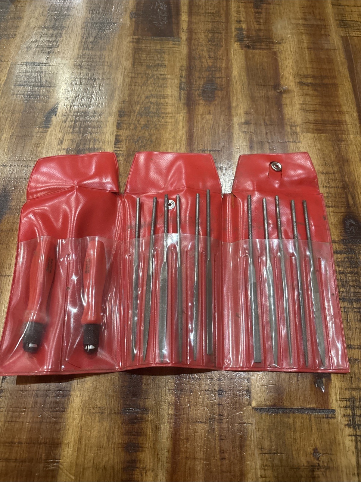 Snap-On 11pc Swiss Pattern Miniature File Set with 2 Handles Model HBFN120A