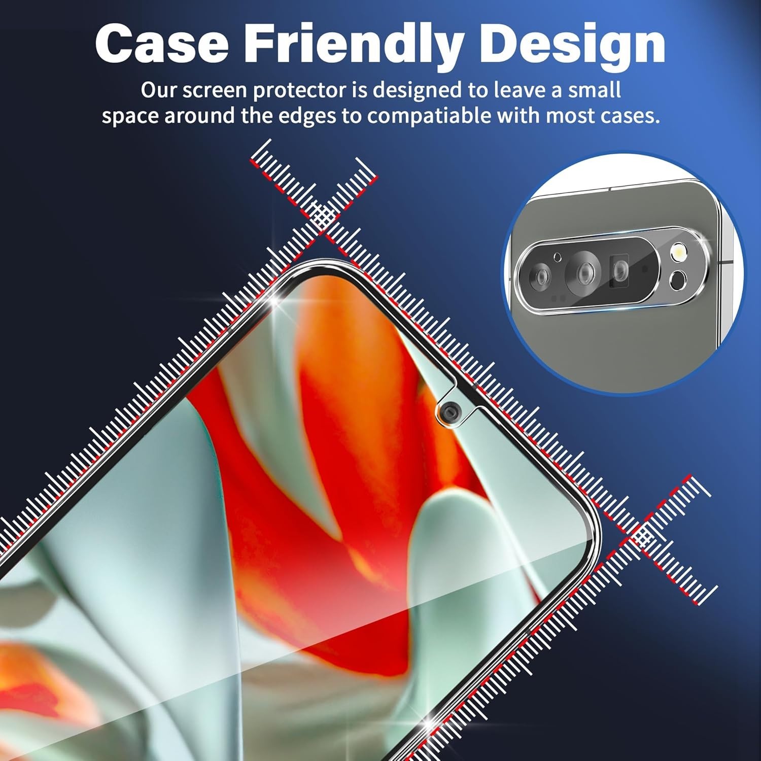 3 Pack for Google Screen Protector Tempered Glass + 3 Pack Camera Lens Protec...