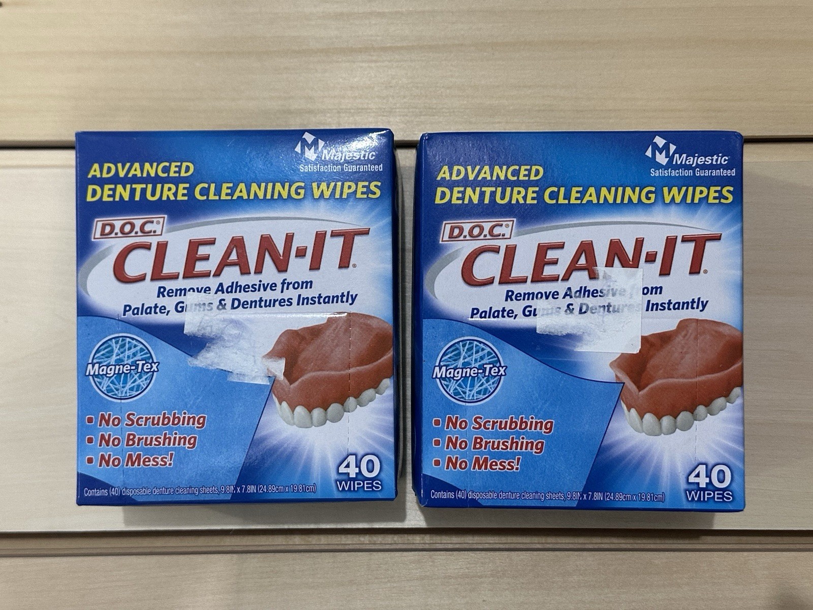 Clean It Advanced Denture Cleaning Wipes Doc Lot Of 2 Boxes 40 Count Each