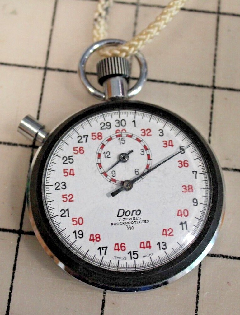 VINTAGE DORO STOP WATCH SWISS MADE 7 JEWELS 1/10 Sec.