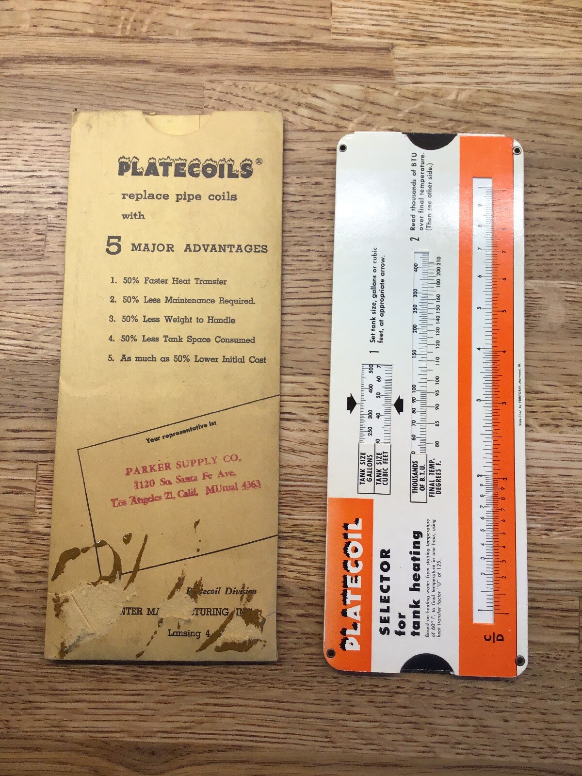 Vintage Slide Rule Calculator - PLATECOIL - Tank Heating  - LL5