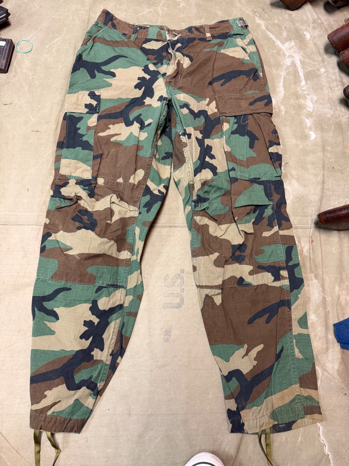 POST VIETNAM DESERT STORM US ARMY WOODLAND CAMO BDU WINTER TROUSERS-MEDIUM, 1986