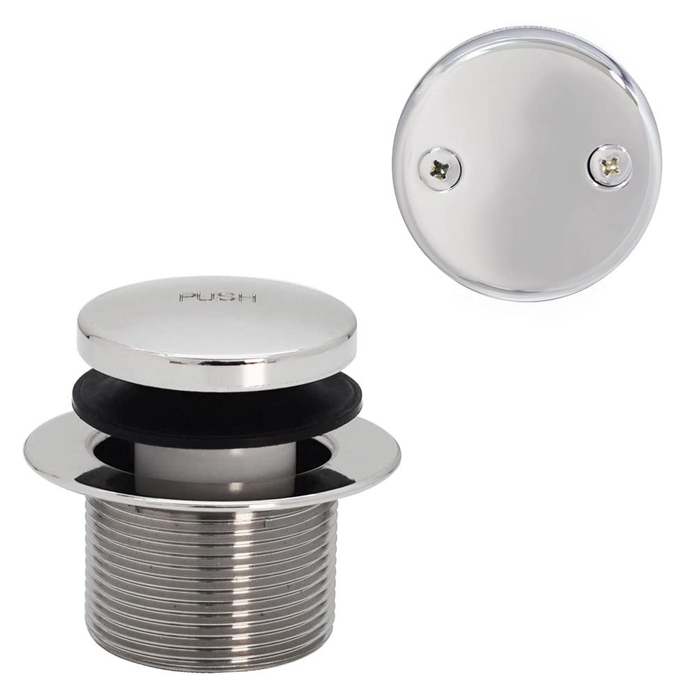 Y593244CP White Tubular Tip-Toe Bath Waste and Overflow Assembly, Polished Ch...
