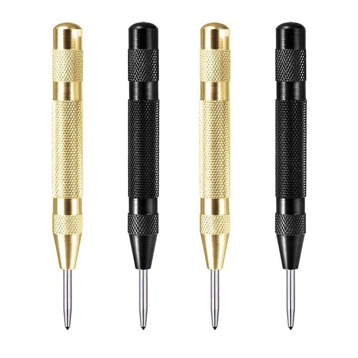 4PC Automatic Center Punch Strikes Surface Hammer Impact Spring Hole Tool 5 Inch