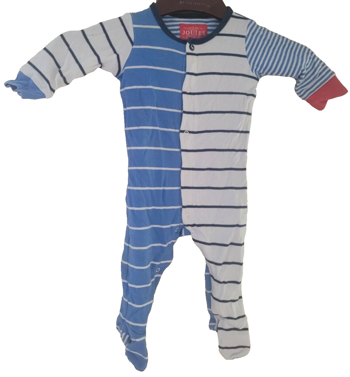 Joules Blue/White Stripe Baby Grow Bodysuit Sleepsuit Age 3-6 Months 17.6lbs/8kg
