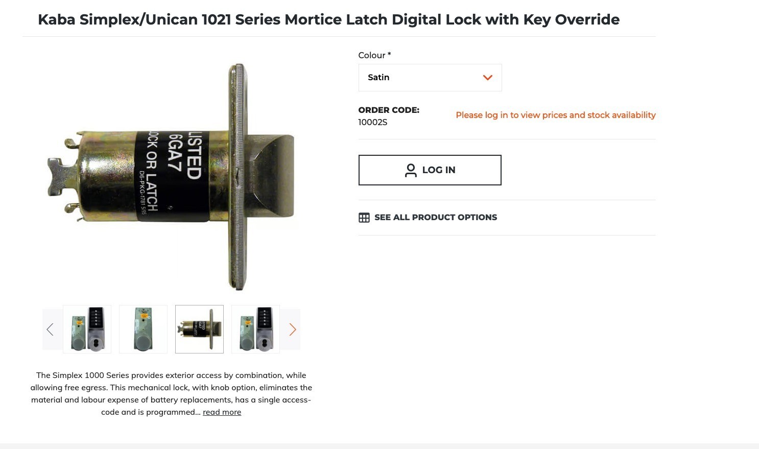 Kaba SimplexD6-PKG-1781 1995 1/2" Floating Front Throw Latch 2-3/4" Backset 6GA7