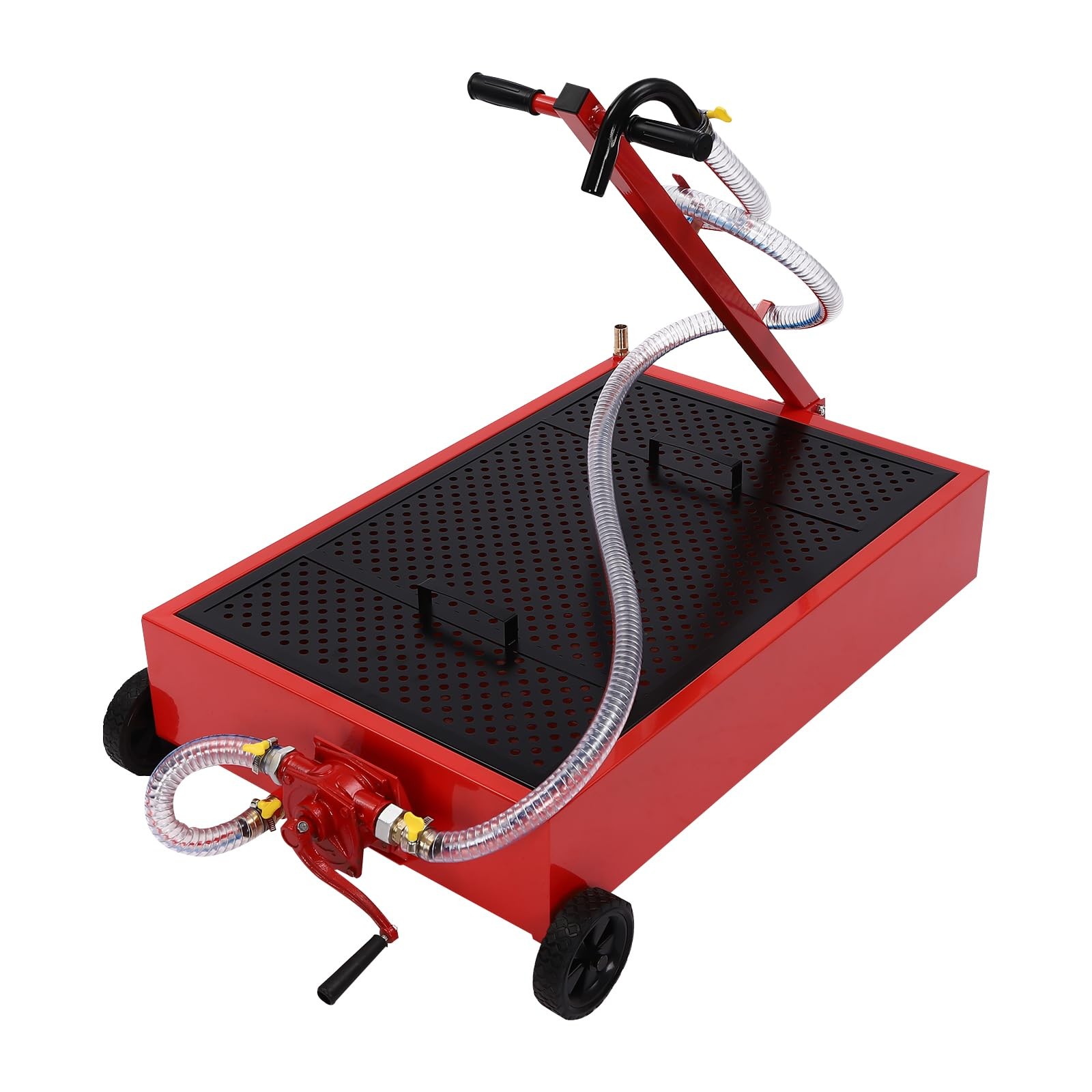 20 Gallon Oil Drain Pan Low Profile with Manual Pump and Wheels Car Truck
