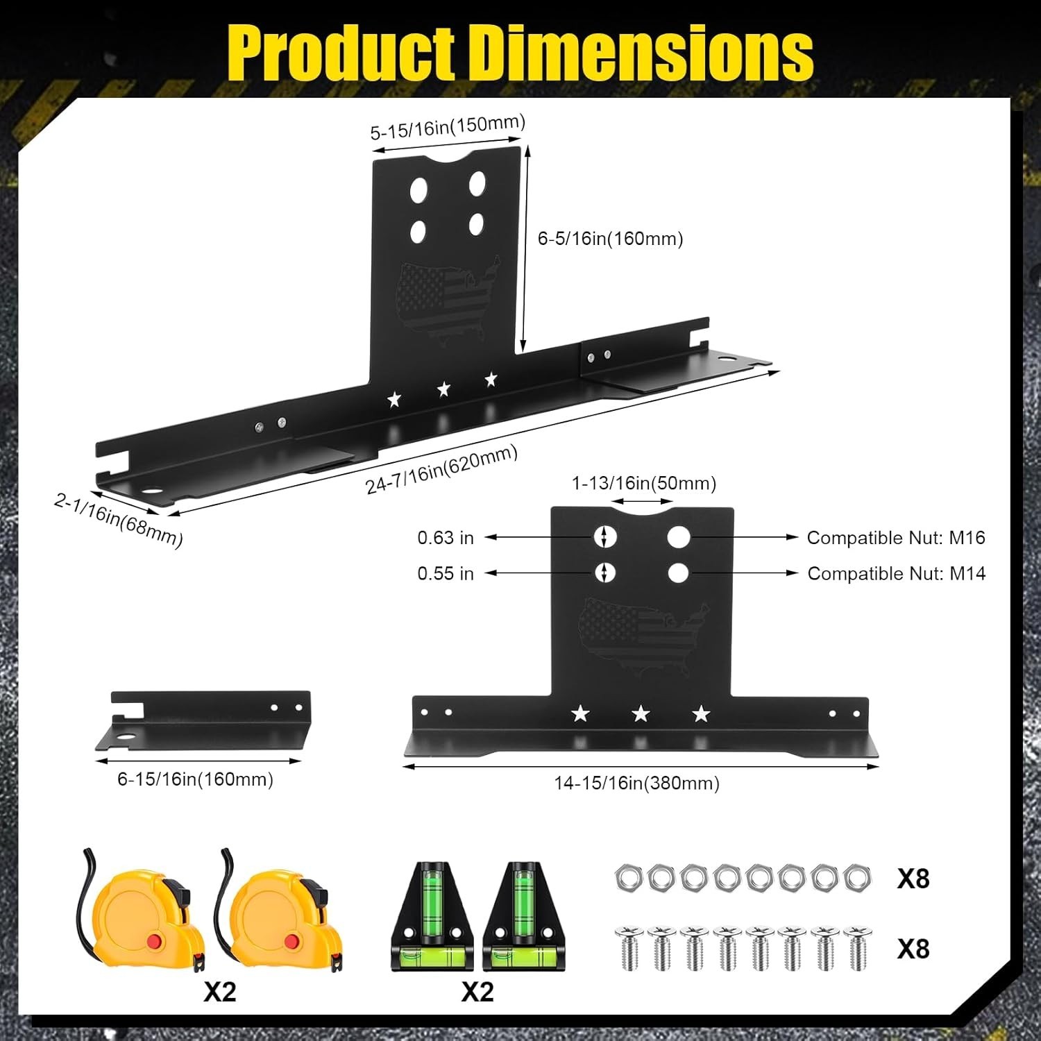 Wheel Alignment Tool Kit, Heavy Duty Toe Alignment Plates, Steel