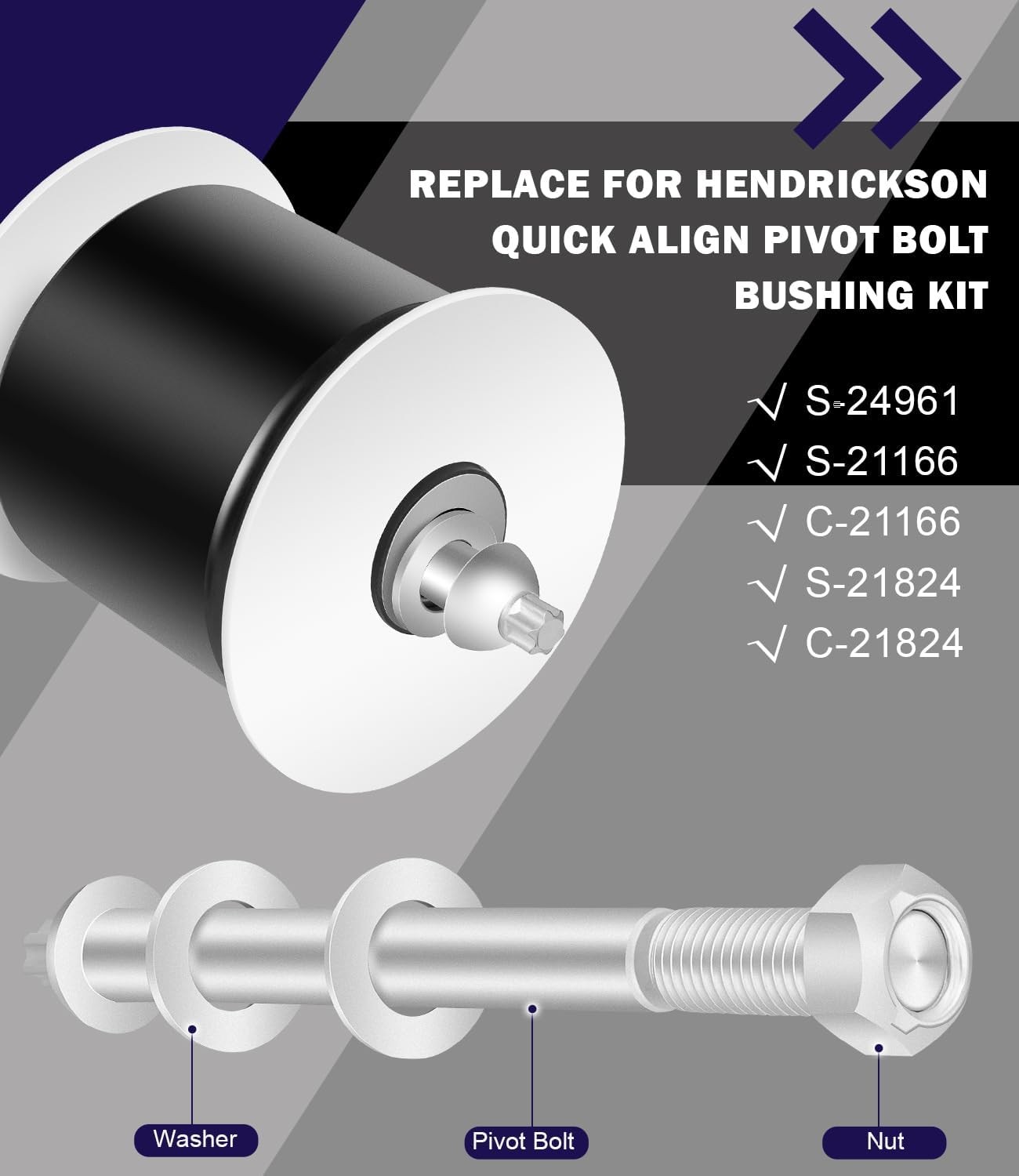 Quick Align Pivot Bolt Bushing Kit Replace for Hendrickson S-24691 S-21166