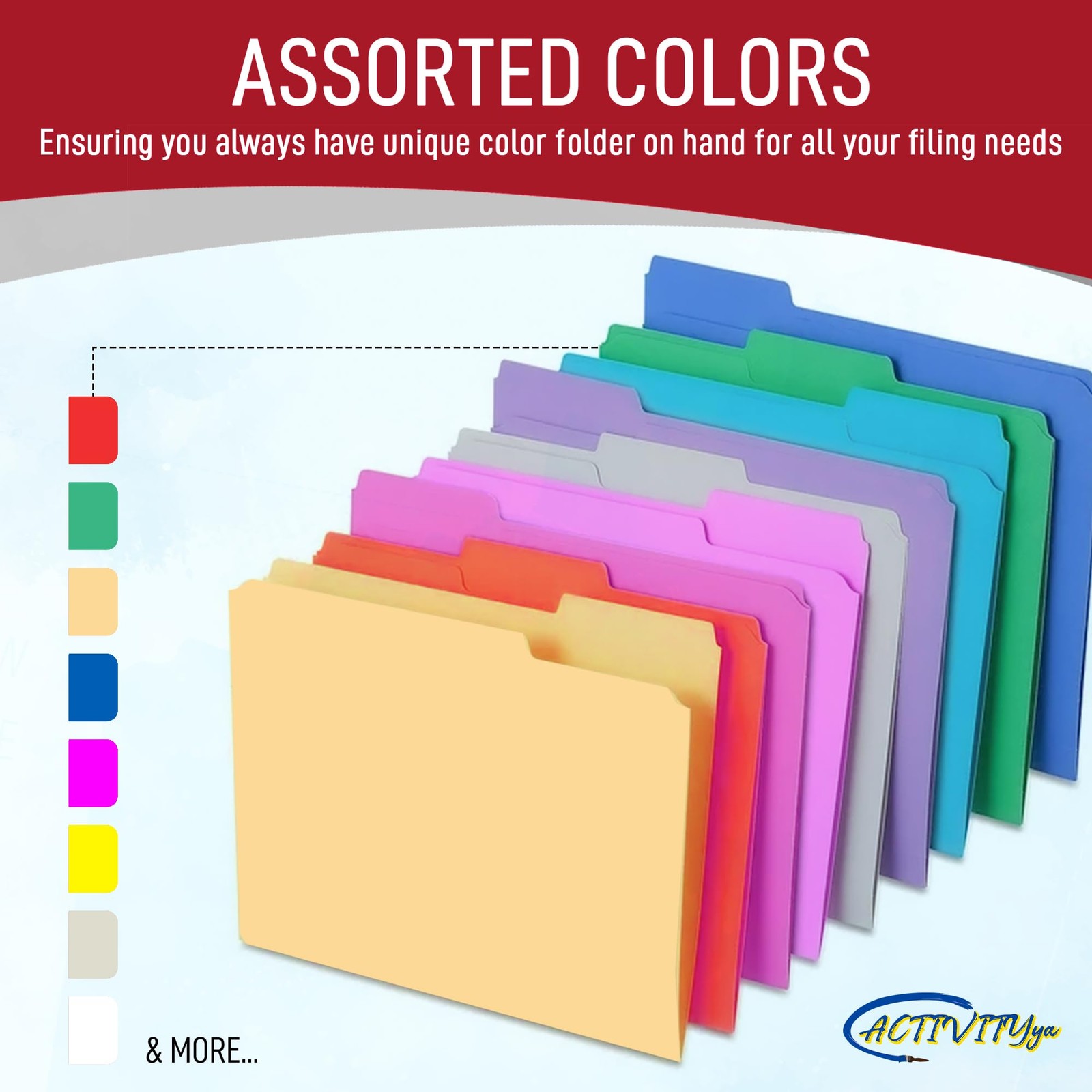 Red File Folders, 1/3-Cut Tabs, Letter Size, 12-Pack – Durable Office Filing ...