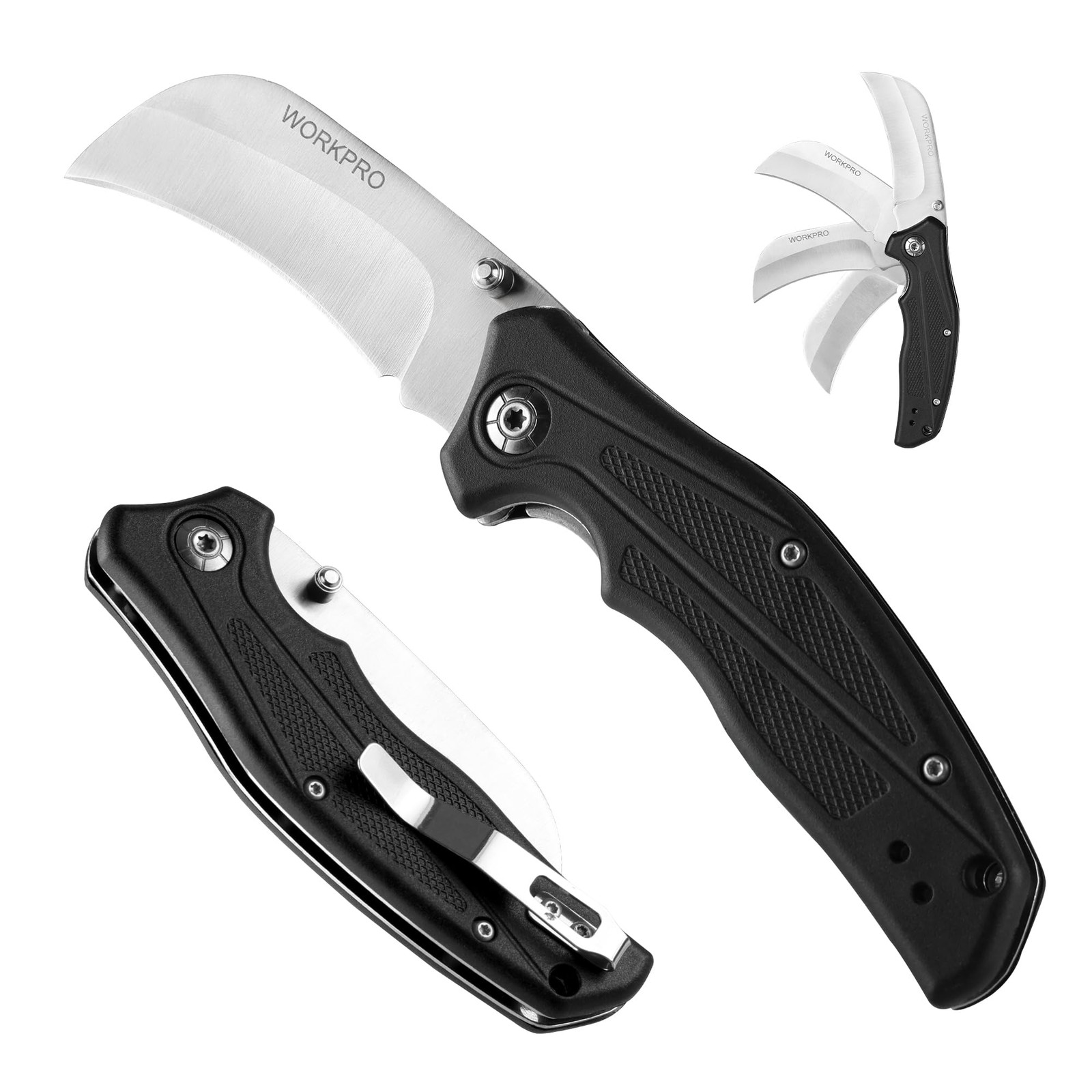 Pocket Knife, Hawkbill Folding Utility Knife with Lanyard Hole and Belt Clip,...
